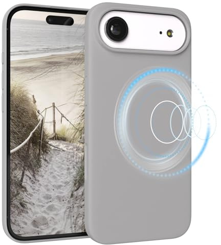 EAZY CASE Magnetische Silikon Hülle für iPhone Air - MagSafe-kompatibel, Premium-Liquid-Silikon, Stoßfest, Kameraschutz, Mikrofaser-Innenfutter, Slim Cover Handyhülle Bumper - Hellgrau Grau