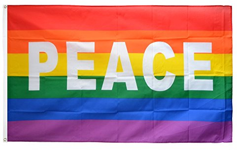 Flaggenfritze Fahne/Flagge Regenbogen mit Peace + gratis Sticker