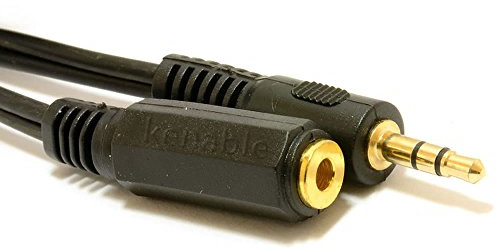 kenable 3.5mm Stereo Jack to Socket Headphone Extension Cable Gold Plated Connectors Black 1.8m