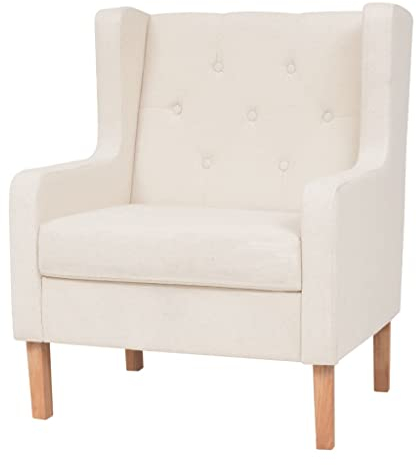 vidaXL Sessel Polstersessel Armsessel Loungesessel Relaxsessel Fernsehsessel Stoffsessel Sofa Einzelsofa Cremeweiß Stoff Holzgestell