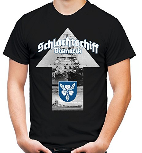 Schlachtschiff Bismarck Männer und Herren T-Shirt | Marine Schiff Deutsches Reich (3XL, Schwarz)