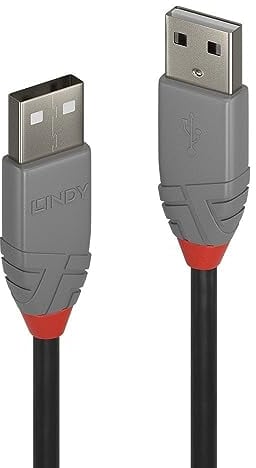Lindy - Cavo USB 2.0 Tipo A a USB Tipo A, Cavetto USB Anthra Line 0.5 Metri, Tipo Maschio A/A, Velocità di Trasferimento Dati Speed Fino a 480Mbps per Tastiera, Stampante, Fotocamera, Hard Disk