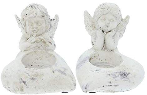 Tubayia 1 Paar Engel Teelichthalter Kerzenständer Kerzenleuchter für Haus Garten Tischdeko Ornament