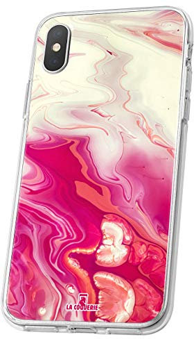 LA COQUERIE - Cover effetto pietra naturale per Honor 8, in silicone, semi-rigida originale a fantasia, colore: Rosa