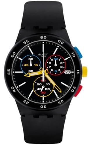 Swatch Orologio Cronógrafo al Quarzo Uomo con Cinturino in Silicone SUSB416