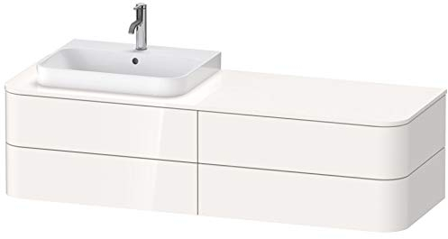 Duravit Happy D.2 Plus Waschtischunterbau für Konsole wandhängend, 1600x550 mm, 4 Schubkästen, für Möbelwaschtisch Position Links, Farbe (Front/Korpus): Weiß Seidenmatt Lack - HP4963L3636