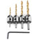 Bohrlochsatz, Fydun Titan Beschichtetes Senkbohrer HSS Zimmerei Reibahlen Kernbohrer Fasen Senkkopf Rundschaft Holzbearbeitungs Werkzeuge mit Inbusschlüssel (4 piece set + small wrench (3-6mm))