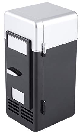 Oumij Mini USB Fridge - LED USB Refrigerator - Portable Compact Refrigerator - Drinks Beverage Cans,Refrigerator and Heater - For Home,Office, Car(Black)