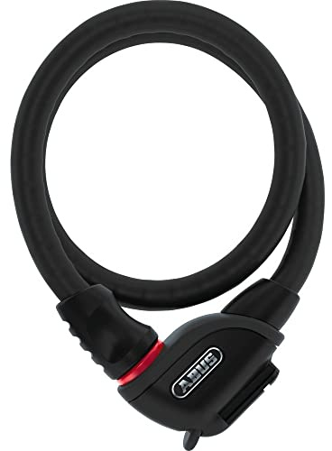 ABUS Panzerkabelschloss Steel-O-Flex Phantom 8960 + TexKF-Halter - Kabelschloss aus Stahlkabel mit Panzer aus Stahlhülsen - ABUS-Sicherheitslevel 6-85 cm, Schwarz