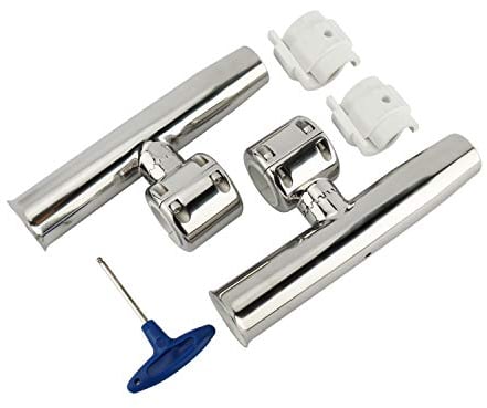 FreeTec 2Stk. Stilvolle Rostfreie Klammer am verstellbaren Angelrutenhalter für Schienen aus Edelstahl für Marine Boot ca. 38,1 - 44,45 mm (1-1/2-1-3/4)