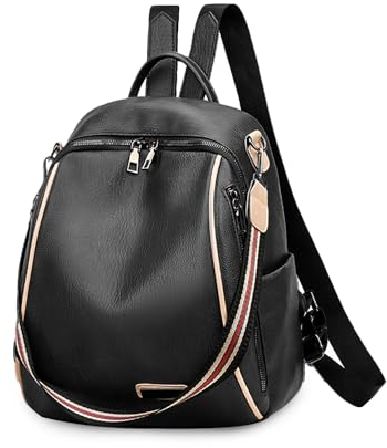 FANDARE Damen Rucksack Mädchen Schultasche Wasserdicht Schultertasche Handtasche Schulrucksack Casual Daypacks Reise Campus Sport Schulranzen 3 in 1 Rucksäcke Dauerhaft PU Schwarz