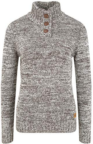 OXMO OXPhilicita Damen Strickpullover Troyer Grobstrick Pullover 100% Baumwolle Regular fit, Größe:2XL, Farbe:Coffee BEA (795973)