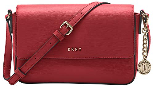DKNY Damen Md Crossbody Umhängetasche, Hellrot/goldfarbenes Bryant Medium Flap
