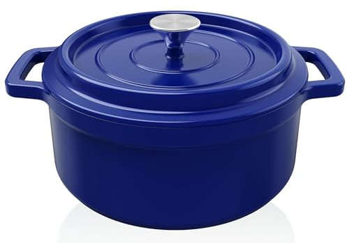 MEIGUI 5QT Dutch Oven aus Gusseisen, emaillierter Antihaft-Dutch Oven, runder Dutch Oven Topf mit Deckel, vorgebrannte große Dutch Oven Liners, für Sauerteigbrot Backen, Schmoren, Suppen,