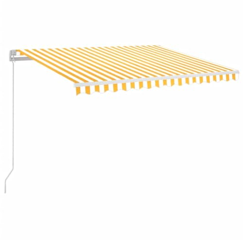 vidaXL Gelenkarmmarkise Einziehbar mit LED Markise Sonnenmarkise Balkonmarkise Sonnenschutz Sichtschutz Fenster Terrasse Garten 350x250cm Gelb Weiß