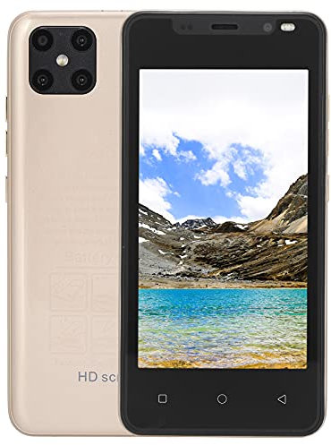 ciciglow Smartphone Celular sin Contrato, 4.66 In Celular Barato, 512MB RAM 4GB ROM, Dual SIM Dual Standby, Teléfono Móvil de Almacenamiento Ampliable de 128 GB, 1500 MAh(Gold)