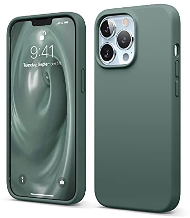 elago Liquid Silicone Case Compatible with iPhone 13 Pro Case (6.1), Premium Silicone, Full Body Protection - 3 Layer Shockproof Phone Cover, Anti-Scratch Soft Microfiber Lining (Midnight Green)