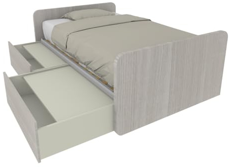 MOBILFINO CAMERETTE Queensize-Bett mit Schubladen, individuell anpassbar und einfach zu montieren - Hohe Kopfbälle, Rovere Rock