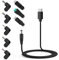 Bouge Universel 5V DC Type-C Câble Alimentation, USB C to DC 5.5x2.1mm Power Cable Connecteur avec 8 Jack Connecteurs (5.5x2.5, 4.8x1.7, 4.0.x1.7, 3.5x1.35, 2.5x0.7, Micro USB, Type-C)