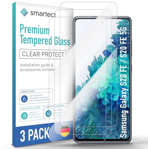 smartect Verre Trempé 3 Pièces pour Samsung Galaxy S20 FE | Protecteur d'écran HD Anti-Rayures, Vitre de Protection Sans Bulles, Dureté 9H, 0.3 mm Ultra Transparent, Ultra Résistant