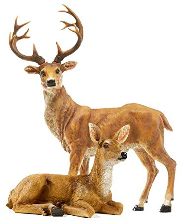 XTAPAN Resin Female Deer & Standing Male Deer Figurine Animals Statue Couple Deer Sculpture Home Office Restaurant Decoration Garden Art Yard Ornament Lawn Outdoor Patio Decor Christmas Decor