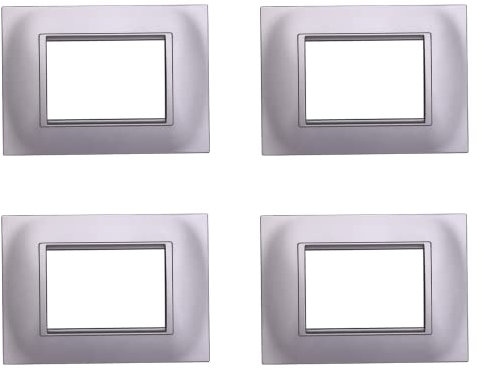 4 Pezzi Placche Compatibile Con Bticino Living, Placche Plastica Quadrata (3 Posti/Moduli,Silver)