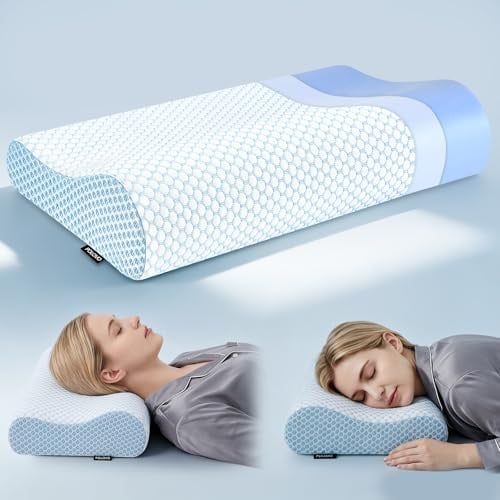 Memory-Foam-Bettkissen zum Schlafen, ergonomische Halswirbelkontur, Nackenstütze, orthopädisches Kissen für Seiten-, Rücken-, Bauchschläfer, Nacken- und Schulterschmerzen