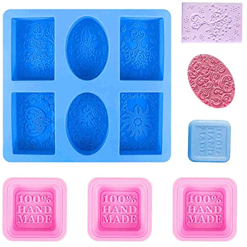 Seifenformen, 4 Stücke Seifenform, Handarbeit Silikonform Seife, DIY Seifenform Silikon, Seifen Formen Set Silikon Geeignet für die Herstellung von Seife Schokolade Süßigkeiten Desserts