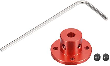 sourcing map 4 Pcs 5mm Flange Coupling Connector Red Shaft Axis Fittings for DIY RC Model Motors, 8pcs Fastening Screw 4pcs Hex Wrench