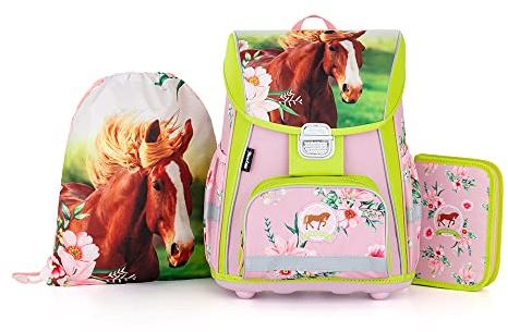 OXY BAG PREMIUM Schulranzen 3tlg für 1.-3. Klasse | Ergonomisch, Reflektierend, 28L Volumen | Inkl. Schuhbeutel & Federmappe | Ideal für Grundschüler mit Stabilen Boden, Anatomische