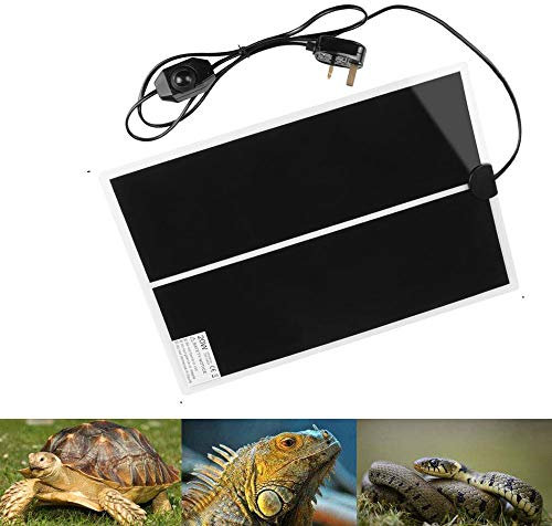 PeSandy Reptile Heating Mat with Temperature Adjustment, 20W Non-Adhesive Heat Pad for Reptiles Tortoise Snakes Lizard Gecko Hermit Crab Turtle Amphibians - Removable Under Tank Heat Pad(16.5x11 inch)