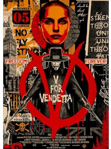 BOBSLA Poster V For Vendetta Classic Tv Movie Poster Art Wall Canvas Painting Posters And Prints Home Decor 50X70Cm Kein Rahmen
