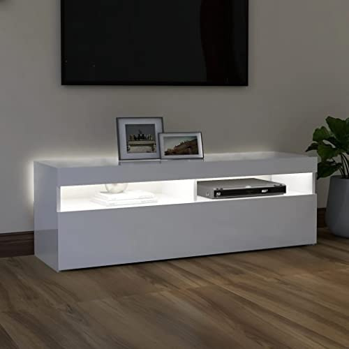 Natulvd Gaming TV Cabinet LED TV Stand for 55 inch TV, Entertainment Center, 120 cm Modern Television Stands TV Console Table for Living Room with LED - White Gloss