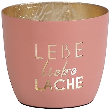 Seaside No.64 - Maritime Windlichter Baltic aus Metall mit ausgestanzten Motiven - Verschiedene Farbkombinationen für Teelichter & Stumpenkerzen in Haus und Garten (LeLiLa - hellcoral, Gold)