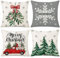 ILovDaisy Weihnachtskissenbezug 45x45 cm, 4 Stück Kissenbezug Weihnachten, Feines Leinen Kissenhülle Weihnachten, Weihnachtsdeko für Wohnzimmer Schlafzimmer