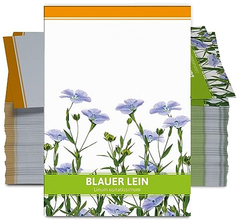 FLORTUS Blauer Lein als Gastgeschenke (100 Stück) | Blumensamen als Dankeschön Geschenke, Mitgebsel & Werbegeschenke | Bienenfreundliches Saatgut