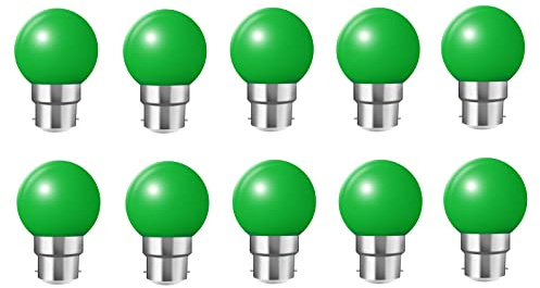 WULUN B22 LED Bulb 2W Equivalent 20W Colored Green Bayonet G45 Mini Globe Bulb for Outdoor Terrace Christmas Garland, Pack of 10