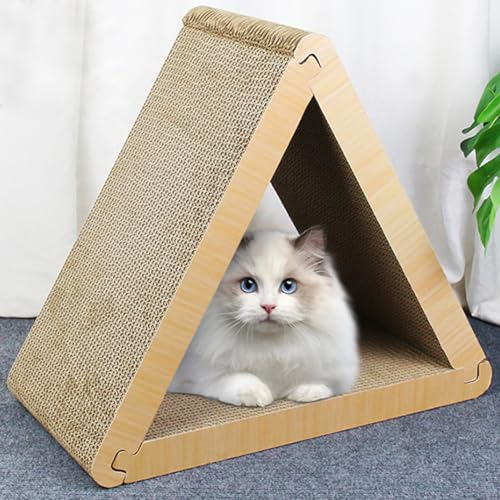 Rascador para Gatos Alfombrilla de Cartón para Gatos con Diseño de Texturas para Rascar Duradero Rascador para Gatos Gran Tablero Triangular Vertical para Rascar Gatos