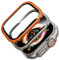 Hoerrye Protector de pantalla para Apple Watch Ultra/Ultra 2 de 49 mm, (2023/2022), marco de acero inoxidable, sin burbujas, cobertura completa, antipolvo, compatible con iWatch Ultra Series Orange