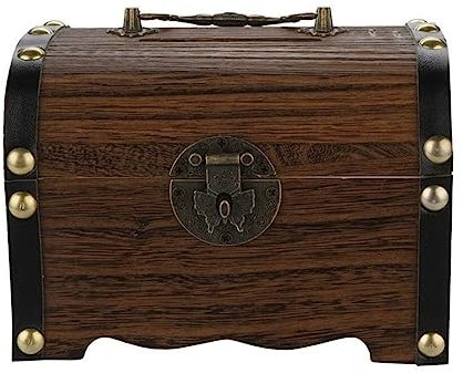 OXOAMP Hucha Ahorros con candado Tallado en Madera Hecho a Mano Cofre del Tesoro Legendario Decoraciones for el hogar Bancos de Dinero for niños para