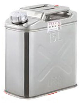 FUIERI Kraftstoff-Kanister Aus Edelstahl, Benzinkanne Mit Kraftstoffröhrchen, Handschuhen Und Luftreleaseventil, 15L