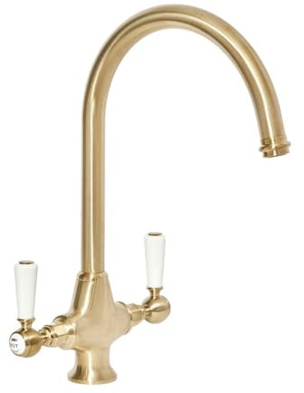 Milano Elizabeth Lever Handle Kitchen Sink Mixer Tap Swivel Spout - Brushed Brass