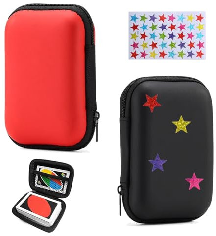 Cosysparks Spielkarten Box für UNO, 2-Pcs kartenbox Spielkarten wasserdichte Anti-Kratzer Spielkarten etui mit dekorativen Aufklebern Tragbar karteibox für Outdoor Gaming/Camping