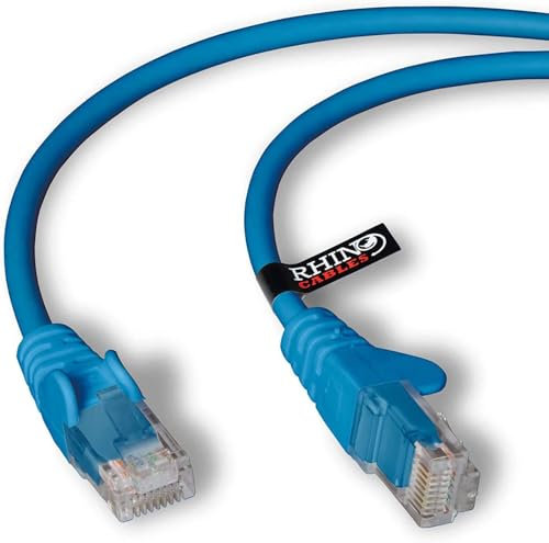 rhinocables CAT 6 High-Speed Gigabit Ethernet Cable - Patch Network Lead for LAN| Snagless UTP With LSZH Jacket | RJ45 Connector - Internet, Router, Modem, Smart TV, PC & More (3m, Blue, Pack of 3)