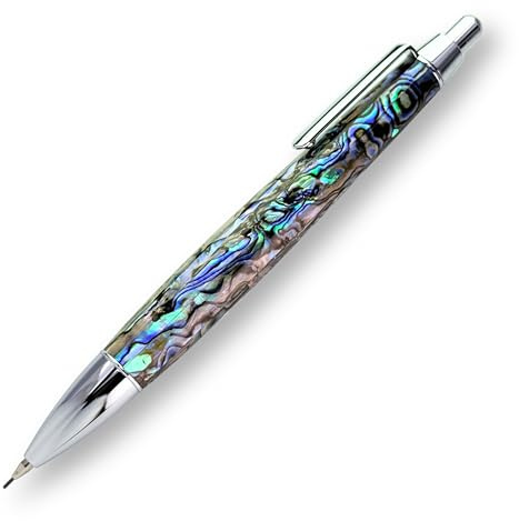 LACHIEVA LUX Porte-mine en métal de luxe pour dessin et croquis en coquille d'ormeau 0,7 mm avec 12 mines de rechange