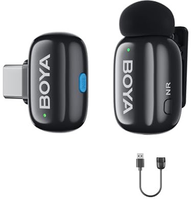 Boyamini Microfono lavalier wireless per iPhone/iPad con connettore Lightning certificato Mfi, AI Voice, ultra mini microfono per TikTok YouTube Vlog Podcast