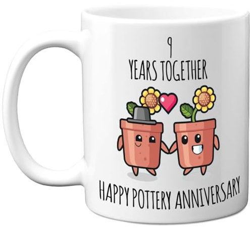9th Anniversary Mug Gift for Men Women - 9 Years Together - Happy Willow Anniversary Wedding for Husband Wife Mum Dad Brother Sister, 11oz Ceramic Coffee Mugs Gifts