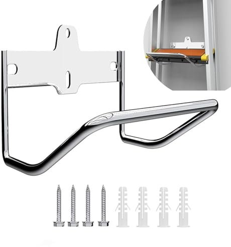 anwhriet Heavy Duty Ladder Hanger for Garage Wall, Stainless Steel Wall Mount Hanger Rack Garage Storage Utility Hooks for Ladder, Strollers & Folding Chair Silver