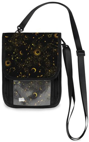 Mnsruu Magical Space Galaxy Constellation Moon Stars - Cartera de viaje para pasaporte, tarjeta de crédito, gadgets, bolsa unisex cruzada, cartera de viaje con correa ajustable, #01, Talla única, moda