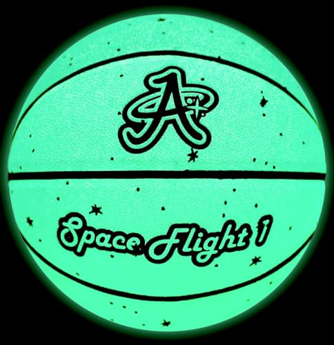 A Plus Collectibles Galactic Glow Space Flight 1 Offizieller Basketball, Leder-Spielball, Indoor/Outdoor, Größe 7, 74,9 cm Erwachsene